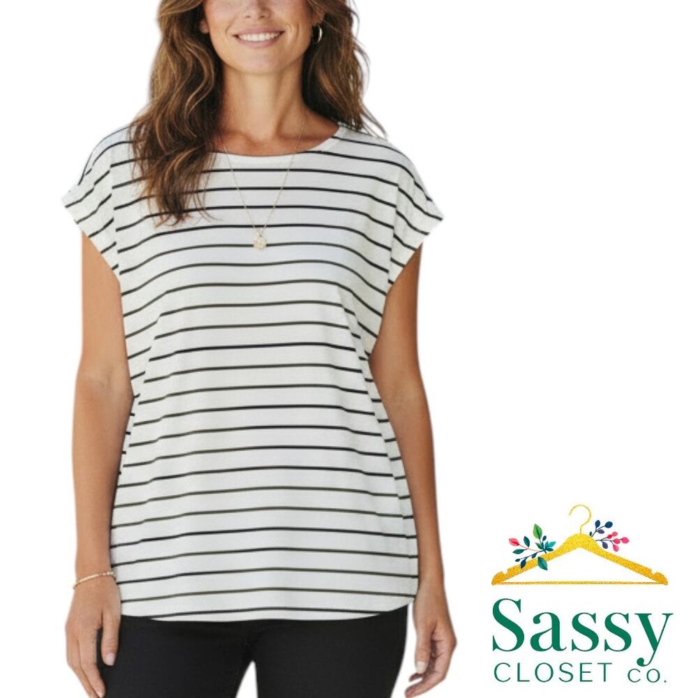 78 & Sunny Buttery Soft Striped Tank Top Black White Minimalist Summer Size L